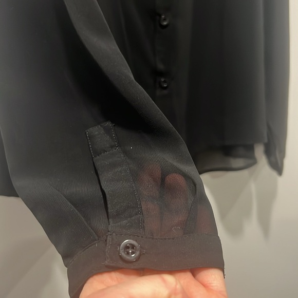 Sheer black blouse with lace shoulders - Picture 5 of 8